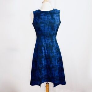 DKNY Black & Blue Fit & Flare Sleeveless Dress 2 XS Office/Career/Work/Party LBD
